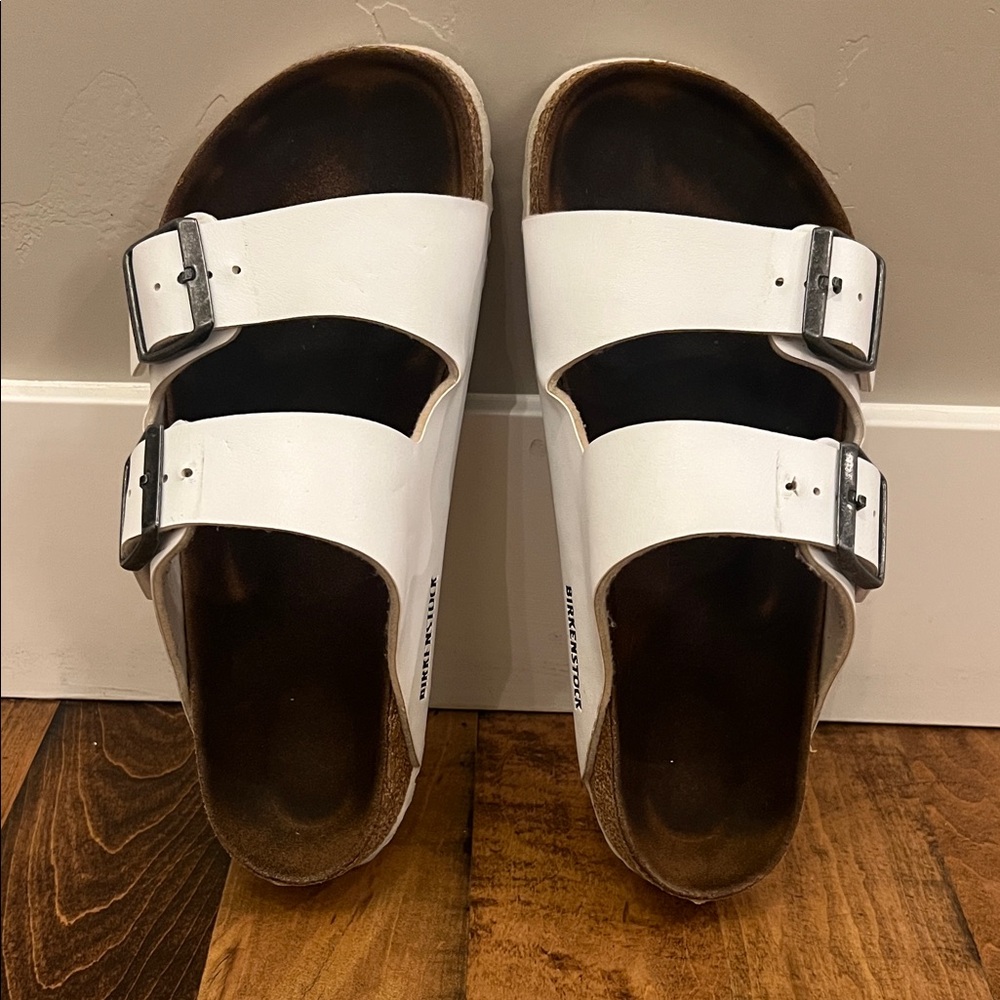 Birkenstock White Arizona Double Strap Sandals